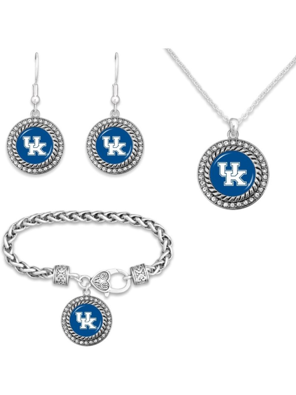 Stylish 3-Piece Jewelry Set: Necklace, Bracelet, Earrings with Rhinestones